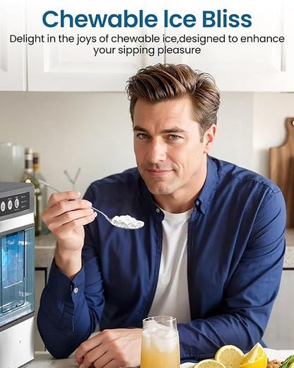 Nugget Ice Maker Countertop, Chewable Pellet Ice Machine, Portable Ice Machine
