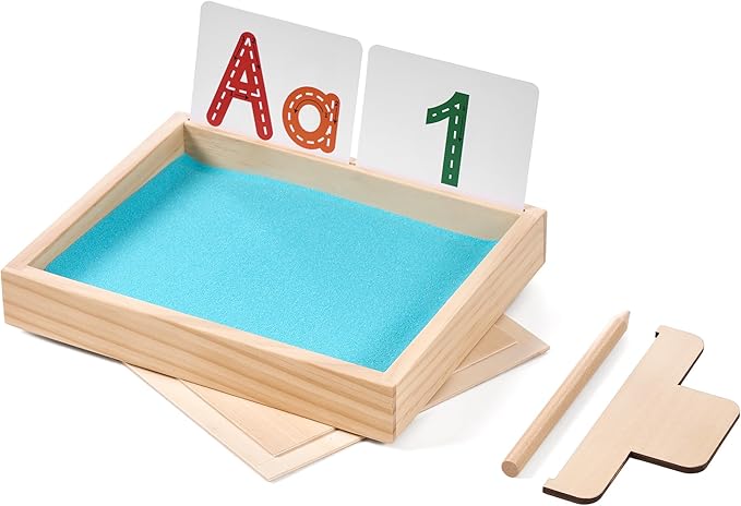 Montessori Sand Tray for Kids,Writing Play Sand Tray with Lid for Classroom Practice Writing Letters and Numbers