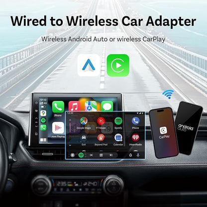 Wireless Carplay Adapter for Hyundai Sonata 2016 2017 2018 2019 2020 2021 2022 2023 2024, 2 in 1 Android Auto/Carplay Wireless Adapter Auto Reconnect Accessories