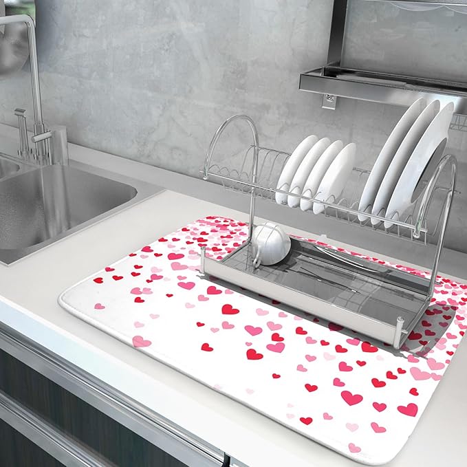 Valentine's Day Dish Drying Mat