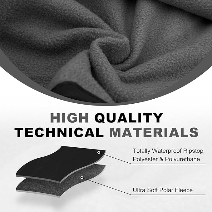 Fleece Waterproof Outdoor Blanket - Windproof Stadium Blanket for Camping, Picnics, and Sports Stay Dry and Comfortable 80"x 58"(Black)
