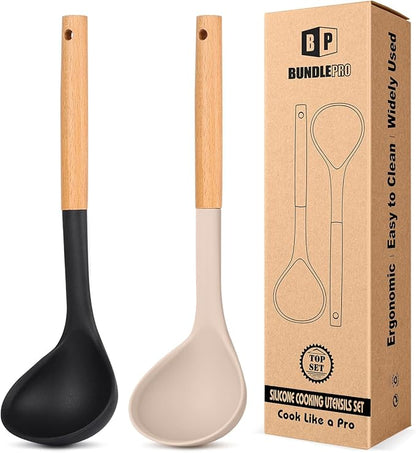 Pack of 2 Soup Ladle, Silicone Ladle Spoon