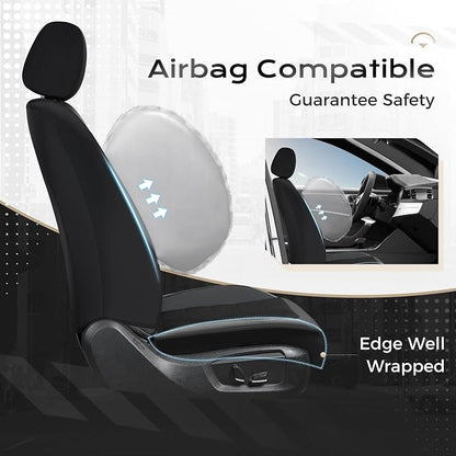 Coverado Seat Cover, Car Seat Cover Front Seats, 3D Air Mesh Breathable Seat Protectors Sports Carbon Fiber Design Airbag Compatible Comfort Universal for Most Cars, Van,Trucks, SUV, Black