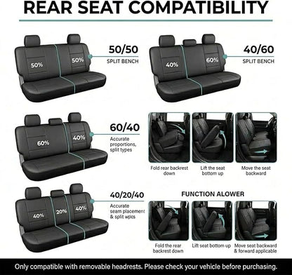 FH Group Automotive Seat Cover Trendy Elegance for Back Seat Begie Car Interior Accessories for SUV, Sedan & Van Universal Fit Combo Rear Seat Cover Split Bench Car Seat Protector for Dogs and Kids
