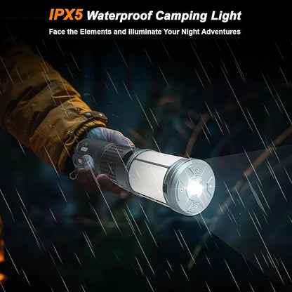 Camping Lights, Rechargeable Telescopic Camping Lights with Stand,12,000mAh Camping Lanterns & Lights with RGB, Magnetic Base, Portable Flashlights for Camping, Hiking, Emergency