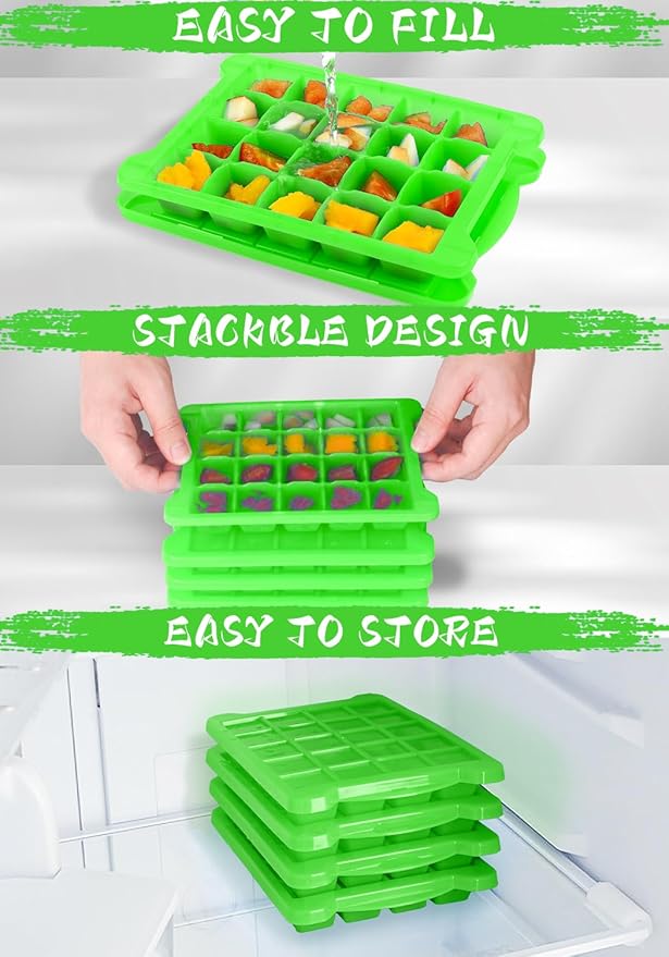 4 Pack Mini Ice Cube Trays for Freezer-Easy Release & Stackable | Small Ice
