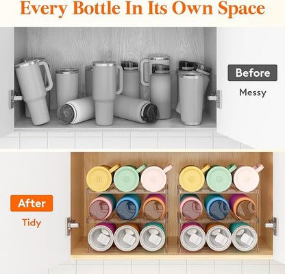 Lifewit Stackable Bottle Storage Organizer, Large Slot Water Bottle Tumbler Cup