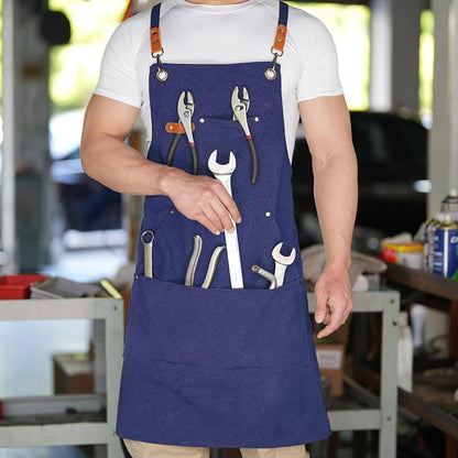 Aoomzoon Canvas Aprons for Men Chef Apron, Work Apron - 16oz Heavy Duty Cross