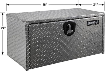 Buyers Products 1705135 Diamond Tread Aluminum Underbody Truck Tool Box, 24 x 24 x 36, Made in USA, .100 in. Thick, Corrosion Resistant, Locking Compression Latch, Secure Storage for Work Trucks