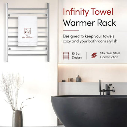 Heated Towel Rack, 10-Bar Wall-Mounted Electric Towel Warmer, Polished