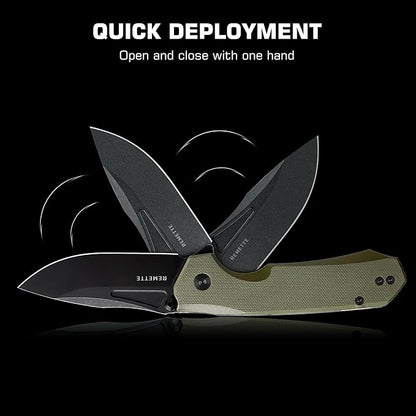 EDC Pocket Knife Rhino,3" D2 Steel Blade Durable G10 Handle, Folding Pocket Knives with Reversible Pocket Clip, Sharp Camping Hiking Pocket Knife for Men