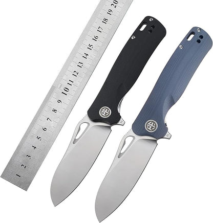 Petrified fish PF868 Bunta,3.35" D2 Satin Blade,146g G10 Handle Flipper Folding knife (Green G10)