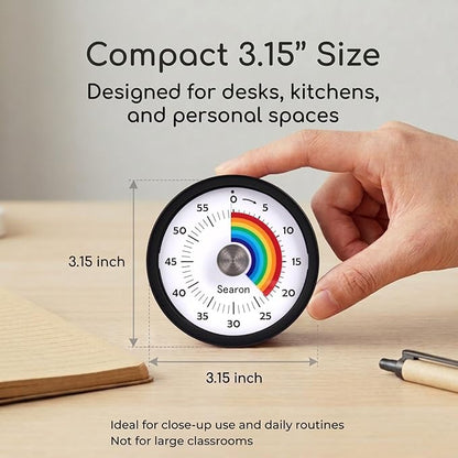 Searon Quiet Visual Timer with Magnet, Countdown Timer with Rainbow Disk and