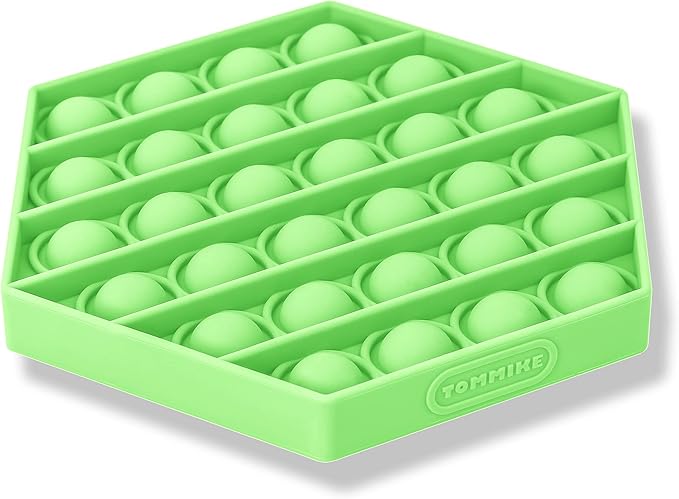 TOMMIKE Hexagon Push Pop Fidget Toy Bubble Sensory for Anxiety & Stress Relief Special Needs Autism Learning Office School Game Crafts Kids Adults (Green Ash)