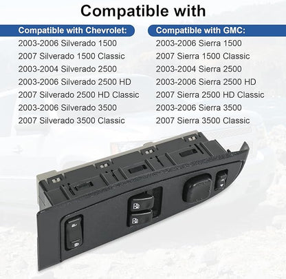 DICMIC Front Driver Side Master Power Window Switch and Door Lock & Black Bezel