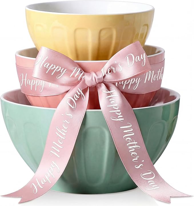 Lareina Ceramic Mixing Bowls Set of 3, Large Nesting Bowls