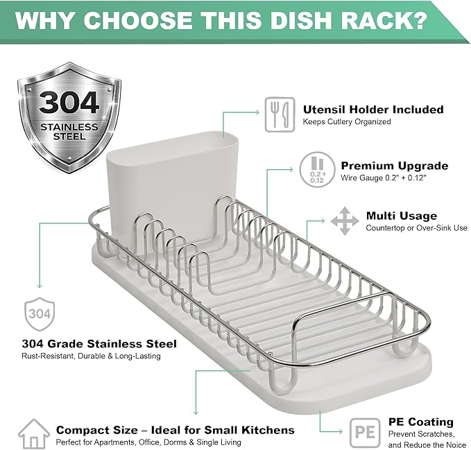 SunnyPoint 304 Stainless Steel NeverRust Compact Dish Drying Rack