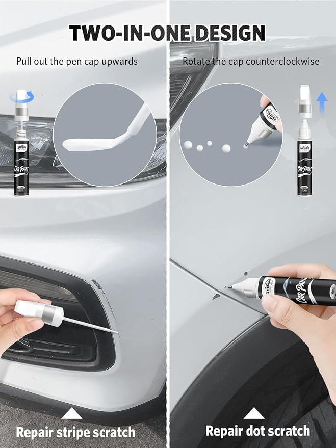 Dark Graphite Metallic(A90) for BMW Touch Up Paint Pen, 2 in 1 Car Scratch Remover with Pen Tip and Brush, Precise Color Match for Car Paint Scratch Repair, Quickly and Easily Fix Chips and Nicks