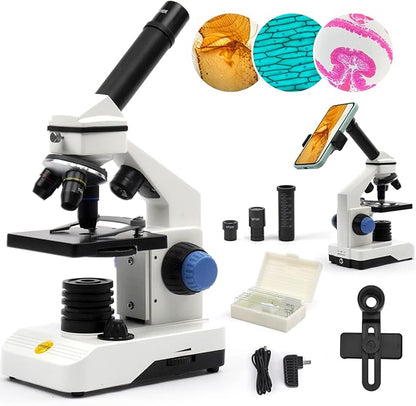 SWIFT Compound Monocular Microscope Kit Microscope for Adults Students Beginners,80X-2000X STEM Kit with All Metal Body Microscope, Carrying Box for School Laboratory Home Education SS121