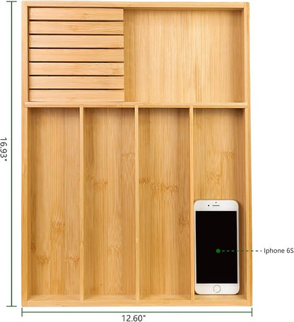 VaeFae Bamboo Silverware Organizer, Utensil Holder