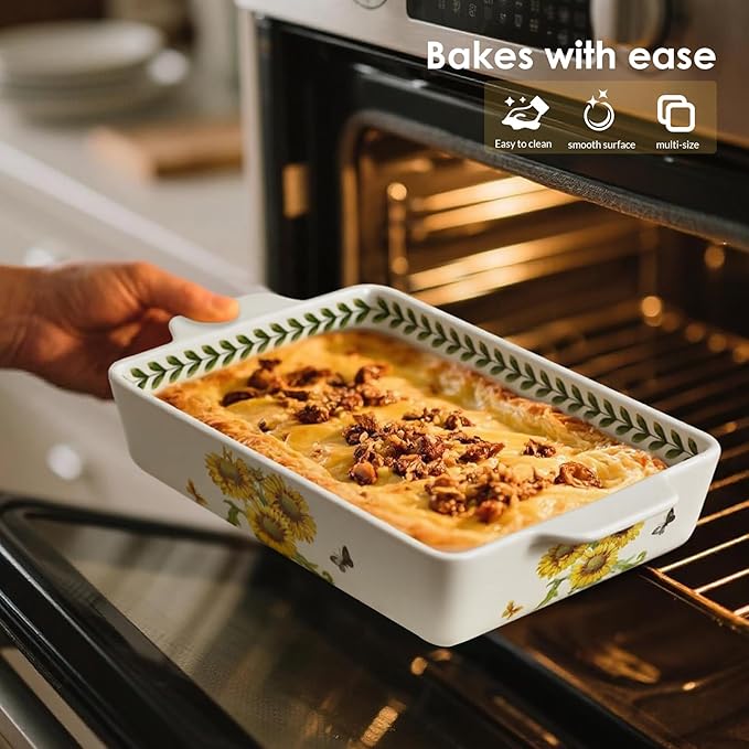 ACMLIFE Ceramic Casserole Dish Set, Ceramic Baking Dish