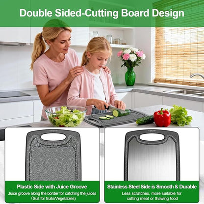 Viretang Metal Cutting Boards for Kitchen, Functional Large Black Plastic