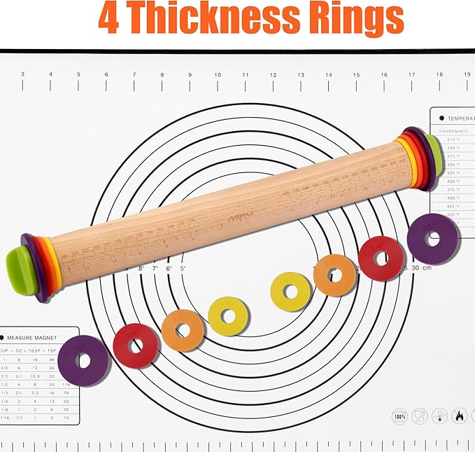 Rolling Pin with Thickness Rings
