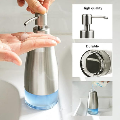 AUMIO Dish Soap Dispenser with Stickers, Kitchen Soap Dispensers Brushed Nickel