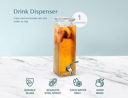 Kook Drink Dispenser, 80 oz, Water Dispenser Countertop, Glass Drink Dispenser