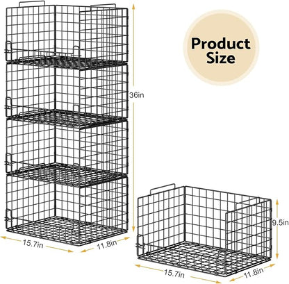 4-Tier Stackable Closet Organizers and Storage Basket