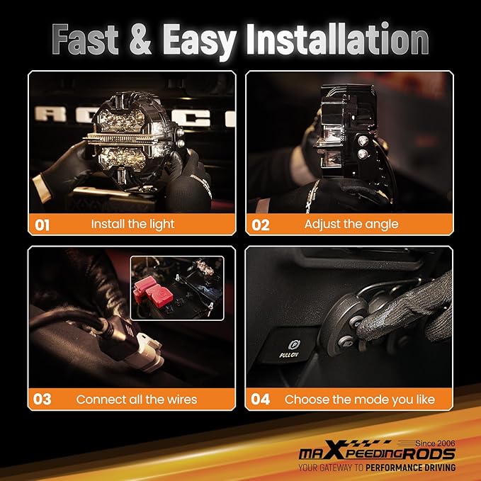 maXpeedingrods 2 Pack 5" LED Off Road Lights 178W 21360LM Round Fog Lights with Amber/White DRL, LED Light Bar 270°Side Shooter for Trucks SUV Pickup ATV Motorcycles, with 4 Black Light Covers