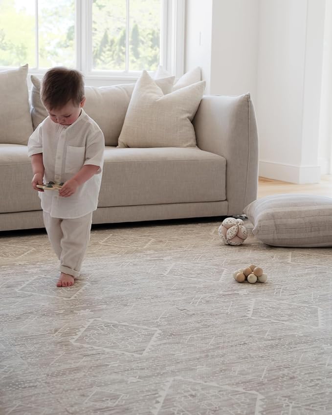 House of Noa Baby Play Mat – 4x8 Driftwood Ula – Set of 8 Tiles – Cushioned EVA Foam Play Mat for Floor, Soft Interlocking Baby Crawling Mats for Hard Floors