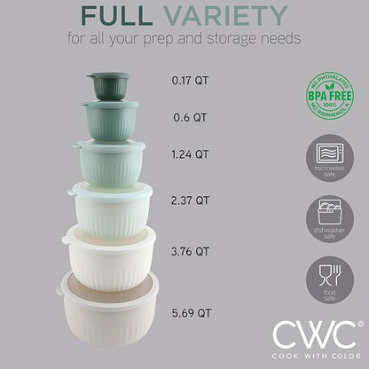 COOK WITH COLOR Prep Bowls with Lids- Wide and Deep Nesting Plastic Small