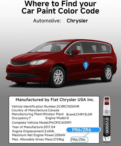 Red Hot(PR6/ZR6) Touch Up Paint Compatible with Chrysler Exact Match 2 in 1 Touch up Paint for Chips and Nicks Repair with 2pcs Disposable Micro Applicators