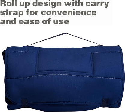 EVERYDAY KIDS Nap Mat with Removable Pillow - Navy - Carry Handle with Straps Closure, Rollup Design, Soft Microfiber for Preschool, Daycare, Travel Sleeping Bag - Ages 3-6 Years