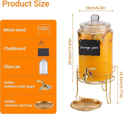 1 Pack1 Gallon Glass Drink Dispensers