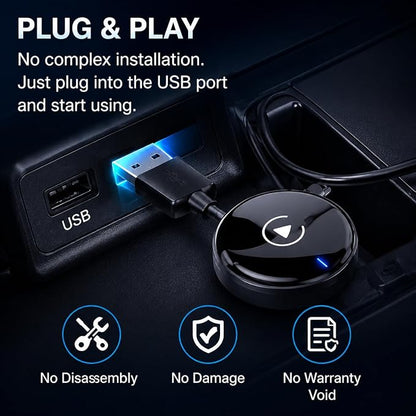 Compact USB Wireless Carplay/Android Auto Adapter for Nissan Sylphy Classic 2019-2026,Voice Control Plug and Play