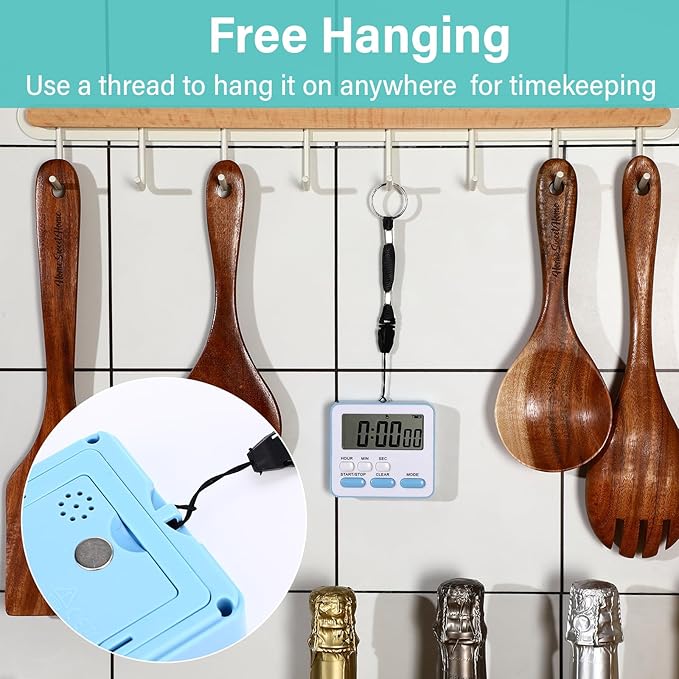 Leumoi 6 Pcs Digital Kitchen Timer 24 Hour Clock and Alarm Function Timer