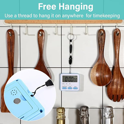 Leumoi 6 Pcs Digital Kitchen Timer 24 Hour Clock and Alarm Function Timer