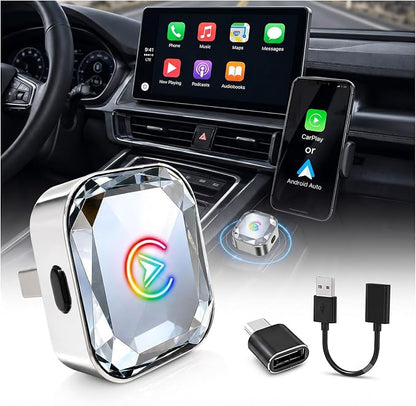 2 in 1 Wireless CarPlay and Android Auto Adapter for Suzuki SX4 S-Cross 2016-2025, Mini Dongle with Dual Connection and Auto Reconnect