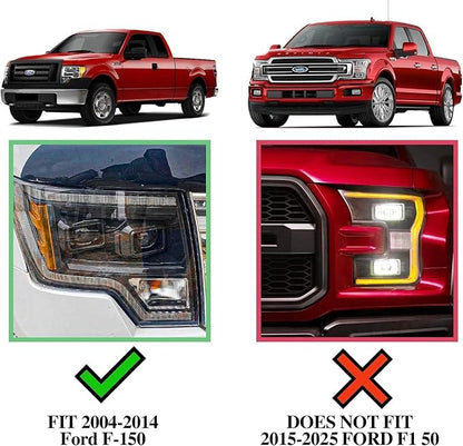 COMNOVA Side Step Nerf Bar Running Board Replacement for Ford F-150 Crew Cab 04-14（4 Full Size Door）,6 Inch Step Pad Design,OE Style