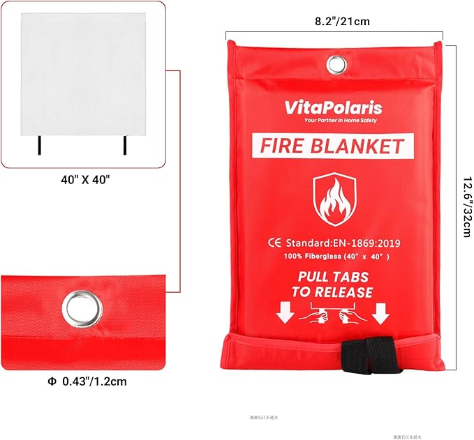 Heavy-Duty Emergency Fire Blanket, 2 Pack ??Fireproof Fiberglass Blanket for Kitchen, Home, Car, Grill, Fireplace, Camping, Heat Shield, Grease Fires, Emergency Fire Suppression