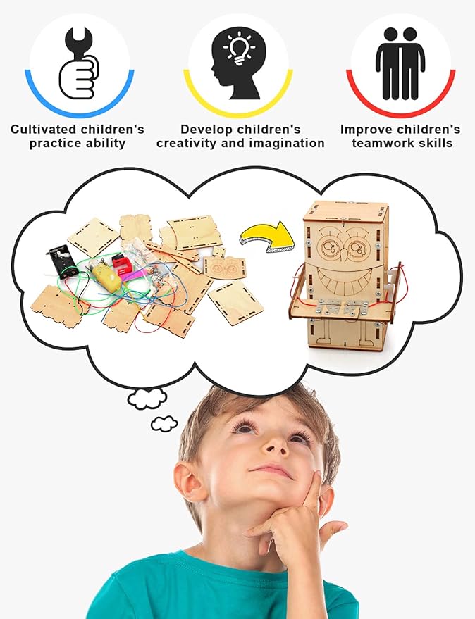 Poraxy 4 Set STEM Kits for Kids Ages 8-10 10-12, Toys for Ages 8-13, Music Box, Robot 3D Puzzle Educational Science Building Projects Crafts, Birthday Gifts for Boys Girls 7 8 9 10 11 12 13 Year Old