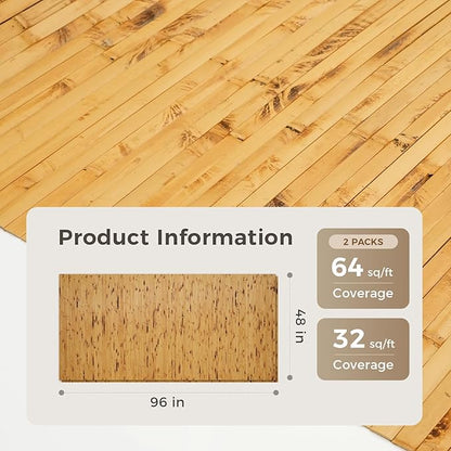 OUZUGIE 2 Pack 96x48 Inch Natural Bamboo Wall Panel – Yellow Burned Pole Wrap
