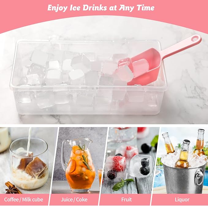 Silicone Ice Cube Tray with Leak-Proof Lid & Storage Bin