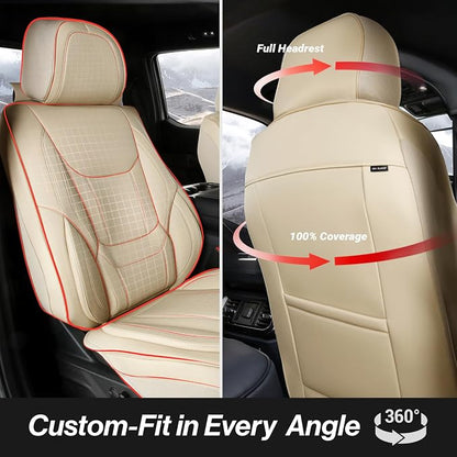 Coverland Custom Fit Car Seat Covers for SUV Compatible with [Freestyle, Grand Cherokee, Sorento, GLA-Class] Premium Waterproof Non-Slip Interior Seat Protector [Front Beige - Size Chart A16]