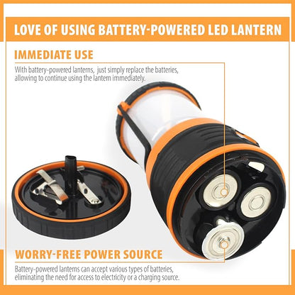 LED Camping Lantern, Battery Powered LED 1800LM, 4 Camping Lights Modes, Perfect Lantern Flashlight for Hurricane, Emergency Light, Storm, Power Outages, Survival Kits, Hiking, Fishing, Home and More