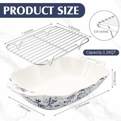 Vintage Casserole Dish 7.3 x 11.8, Ceramic Baking Dish