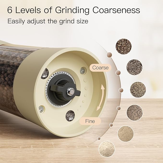 Ultrean Electric Salt and Pepper Grinder Set, USB-C Rechargeable, Salt and