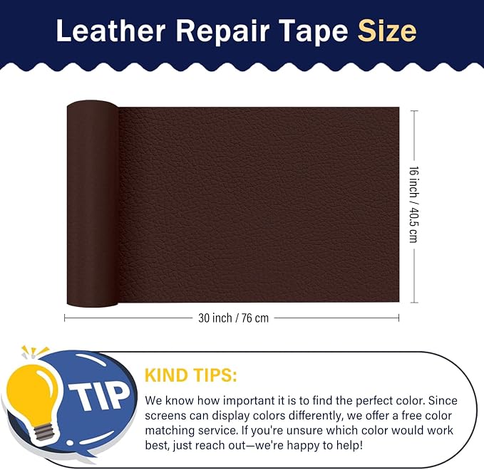 Zenyao Leather Repair Patch Tape - Self Adhesive Leather Repair Kit for Car Seat Furniture, Heavy Duty Vinyl Repair Patch for Couch Sofa, Waterproof Fix for Tears, 12x30 Inch Roll, Brown Burgundy